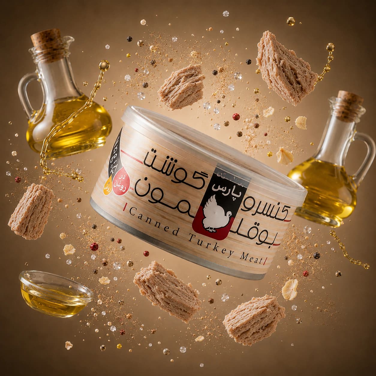 کنسرو گوشت بوقلمون ساده در روغن